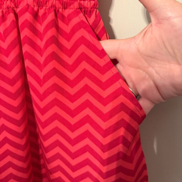 Candies Red and Pink Chevron Mini Dress with pockets in a size medium - Picture 2 of 8